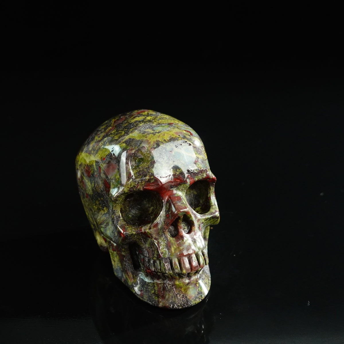 3.0" Dragon Blood Jasper Crystal Skull Carving - Unique Piece #DB16