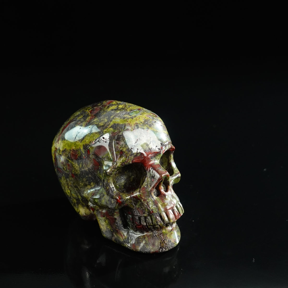 3.0" Dragon Blood Jasper Crystal Skull Carving - Unique Piece #DB16