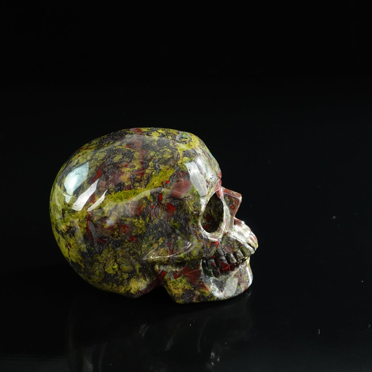 3.0" Dragon Blood Jasper Crystal Skull Carving - Unique Piece #DB16