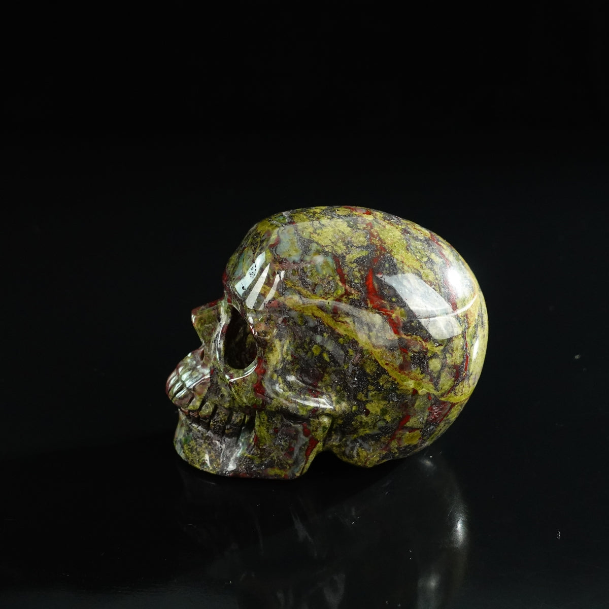 3.0" Dragon Blood Jasper Crystal Skull Carving - Unique Piece #DB16