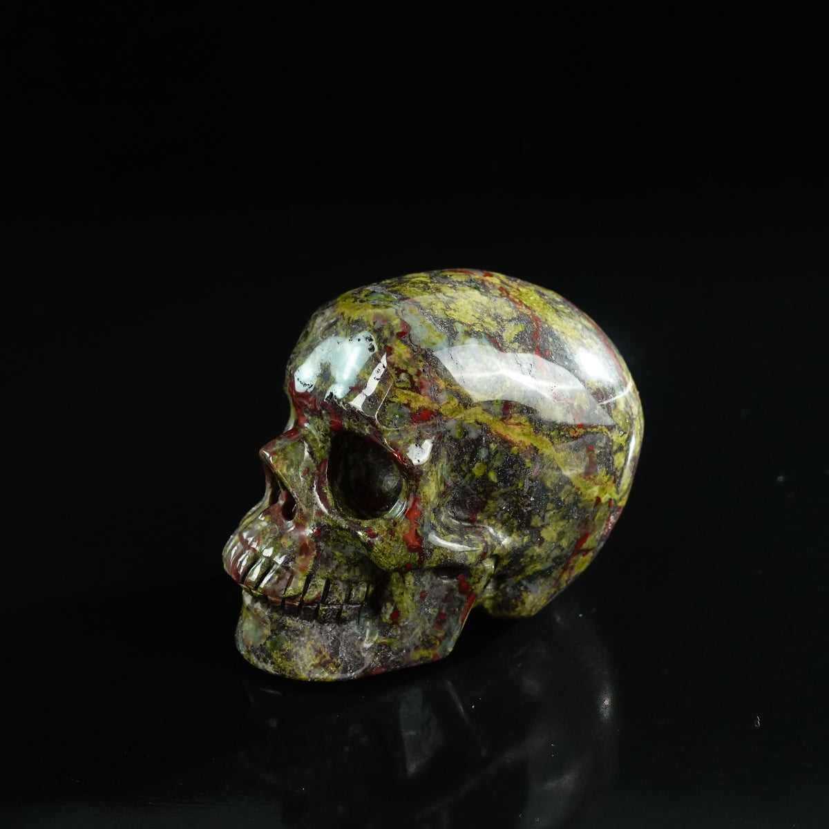 3.0" Dragon Blood Jasper Crystal Skull Carving - Unique Piece #DB16