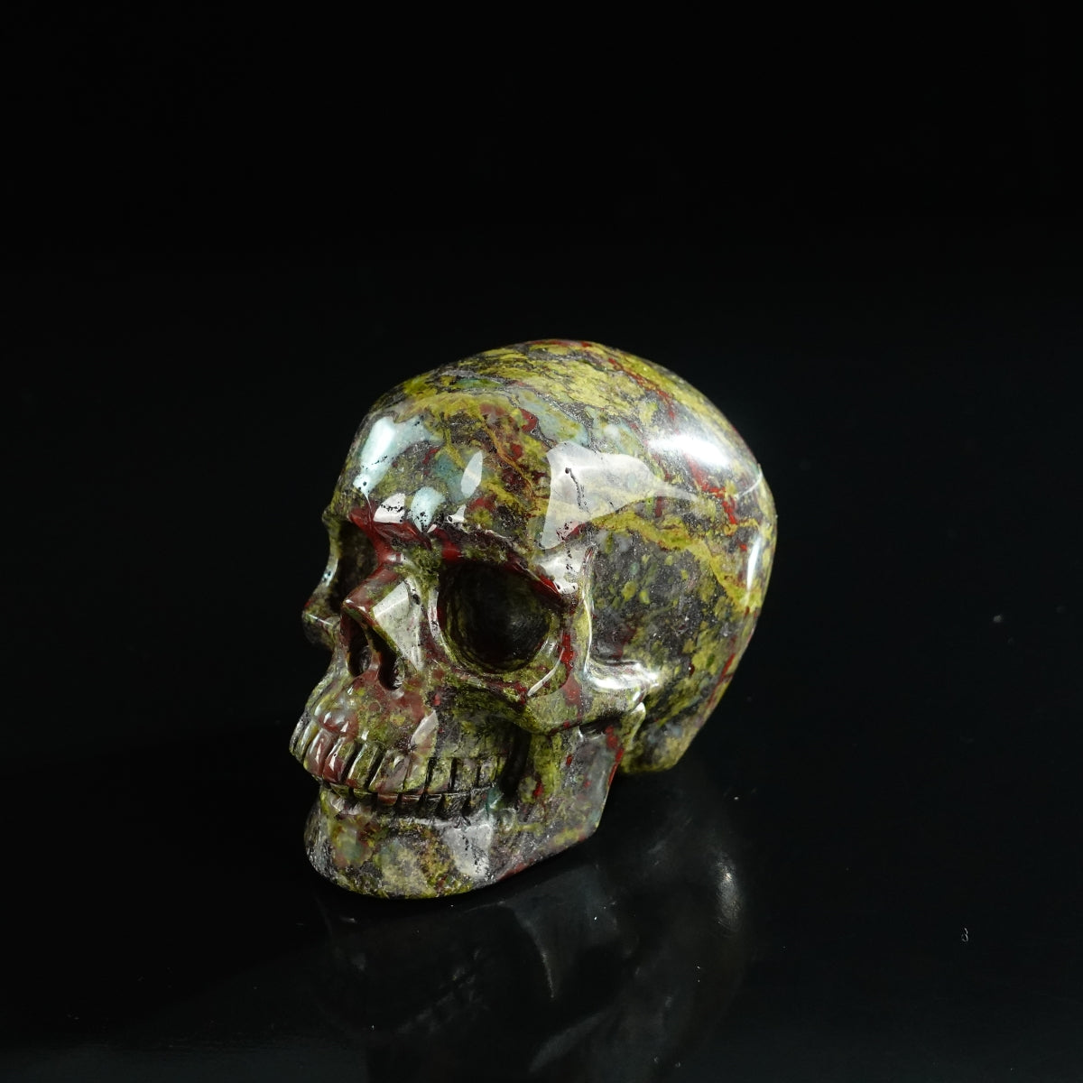 3.0" Dragon Blood Jasper Crystal Skull Carving - Unique Piece #DB16