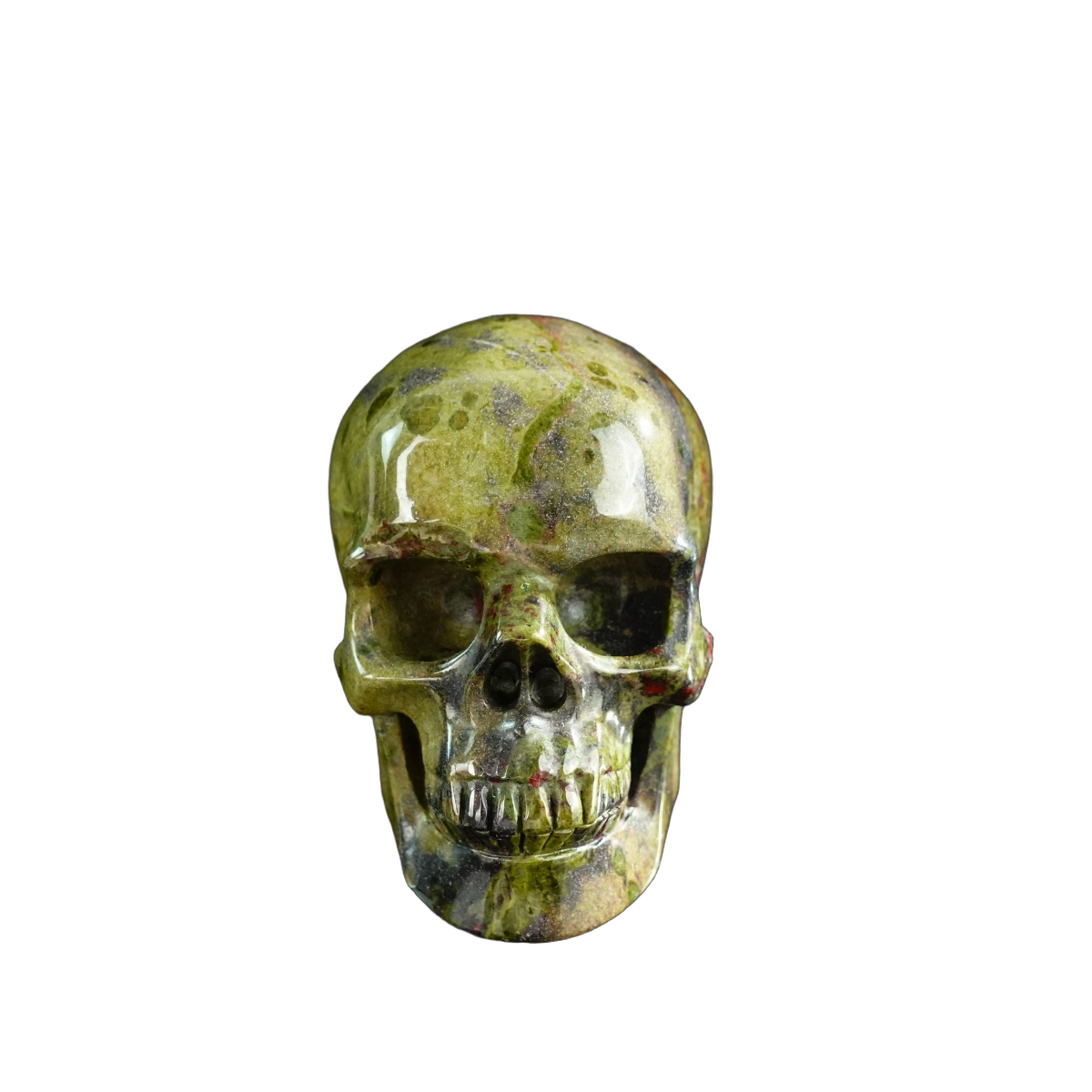 3.0" Dragon Blood Jasper Crystal Skull Carving - Hand Carved Decor
