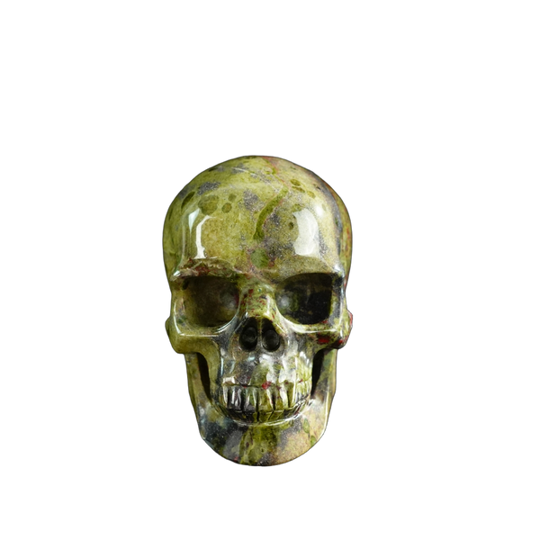 3.0" Dragon Blood Jasper Crystal Skull Carving - Hand Carved Decor