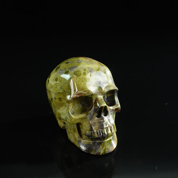3.0" Dragon Blood Jasper Crystal Skull Carving - Unique Piece #DB17 - alternate view