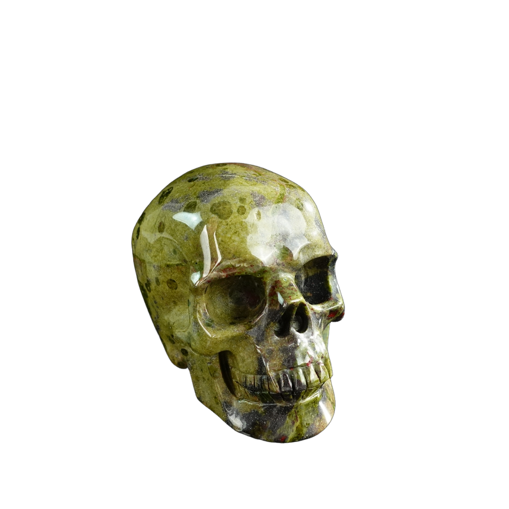 3.0" Dragon Blood Jasper Crystal Skull Carving - Hand Carved Decor