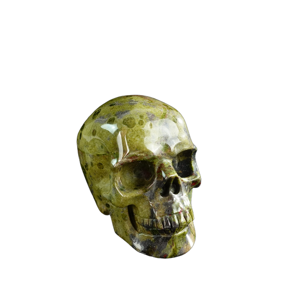 3.0" Dragon Blood Jasper Crystal Skull Carving - Hand Carved Decor - alternate view
