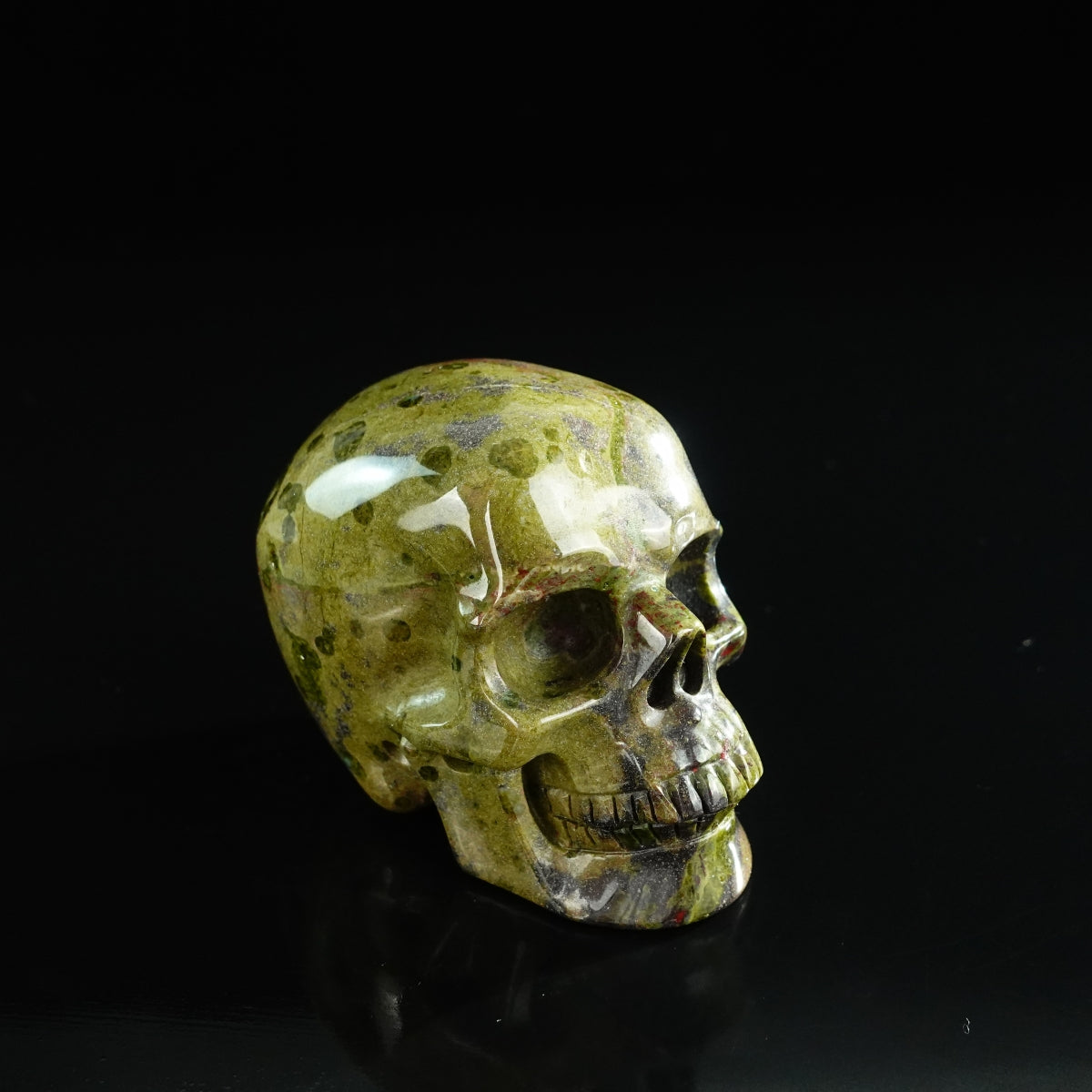 3.0" Dragon Blood Jasper Crystal Skull Carving - Unique Piece #DB17