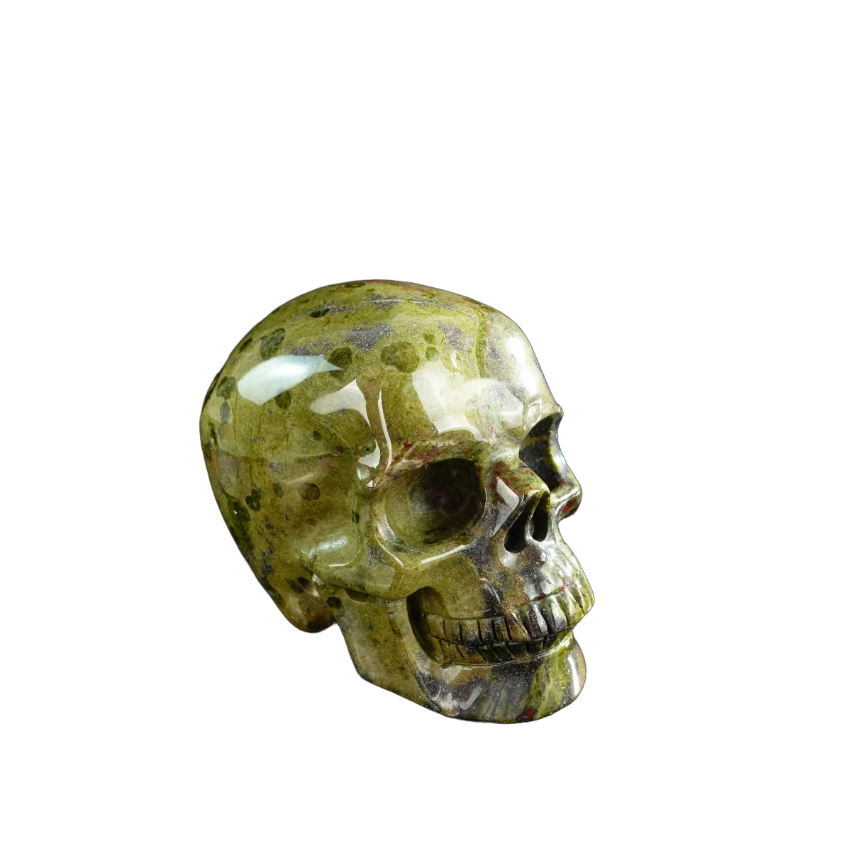 3.0" Dragon Blood Jasper Crystal Skull Carving - Hand Carved Decor