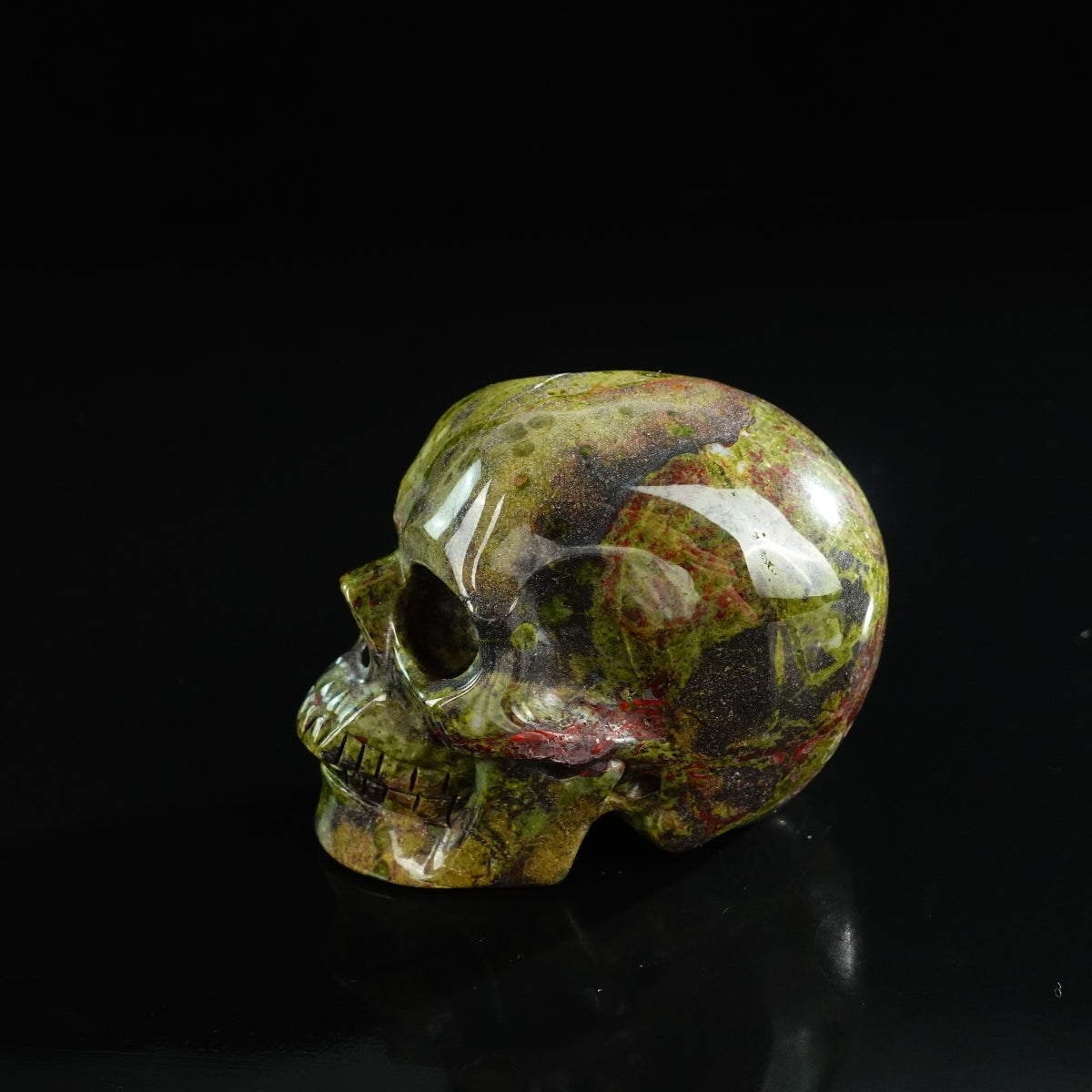 3.0" Dragon Blood Jasper Crystal Skull Carving - Unique Piece #DB17