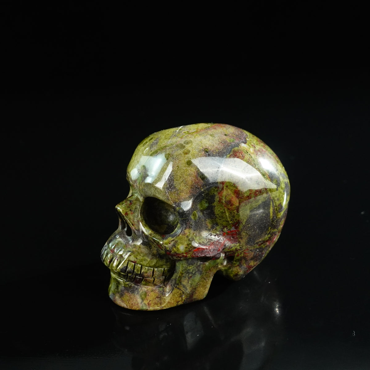 3.0" Dragon Blood Jasper Crystal Skull Carving - Unique Piece #DB17