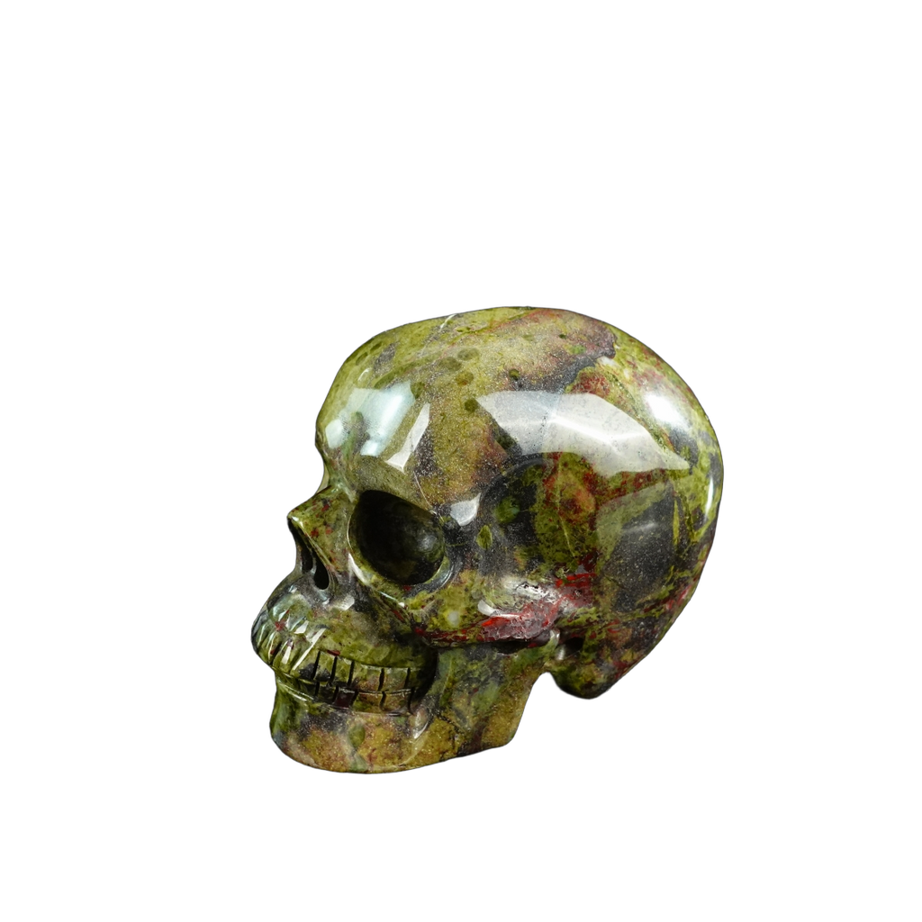 3.0" Dragon Blood Jasper Crystal Skull Carving - Hand Carved Decor