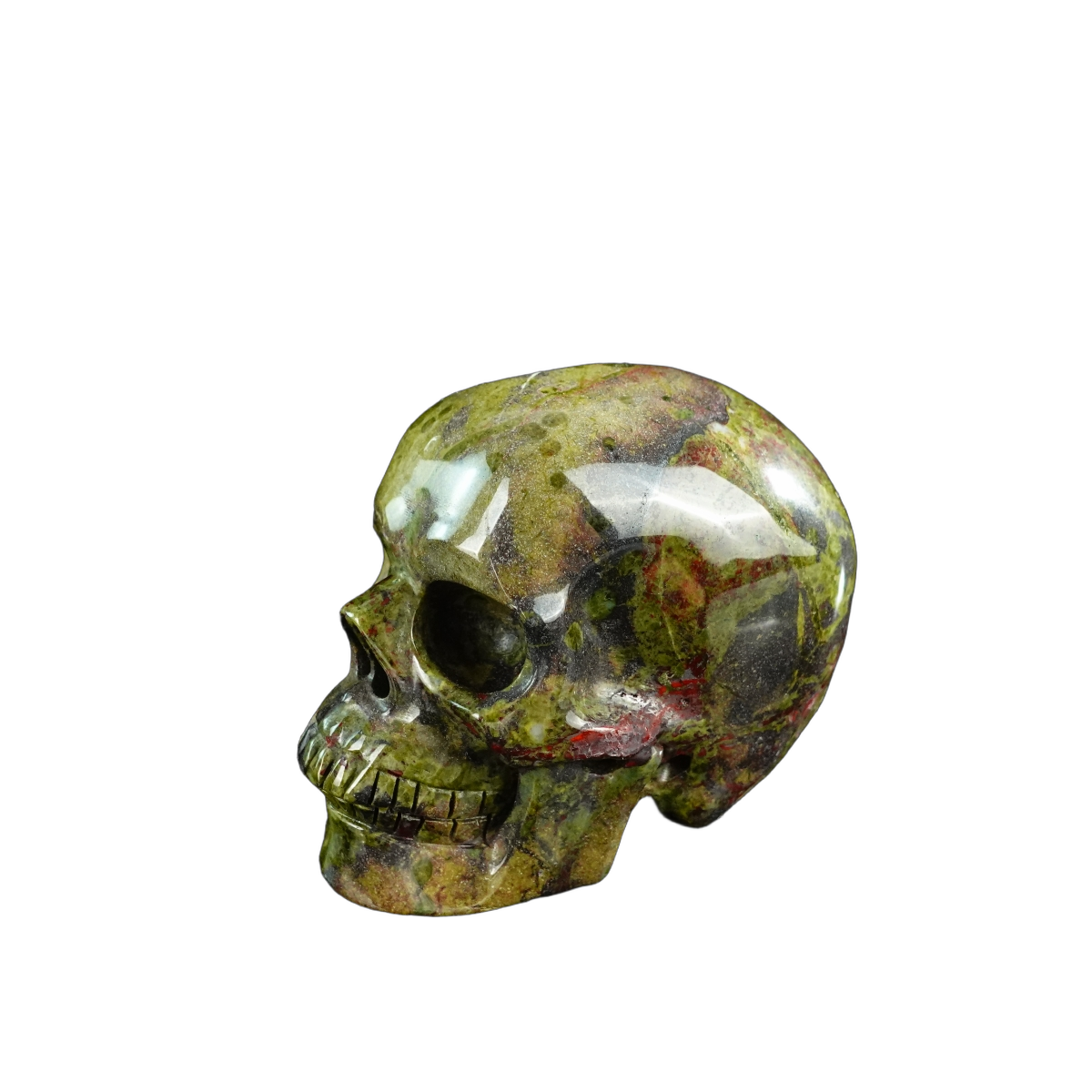 3.0" Dragon Blood Jasper Crystal Skull Carving - Hand Carved Decor