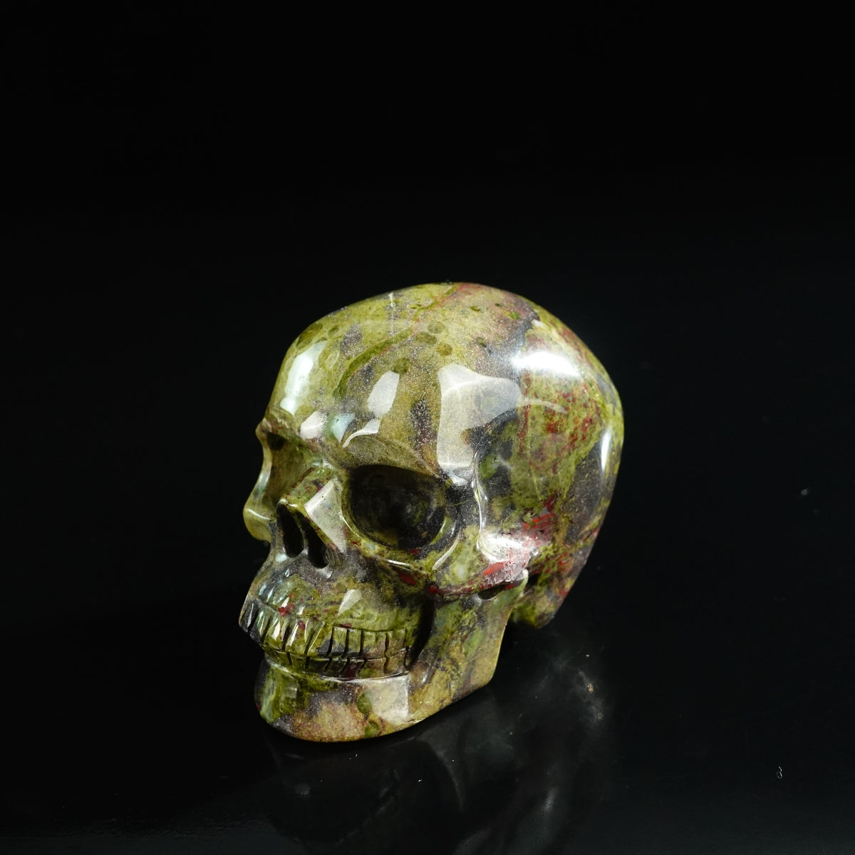 3.0" Dragon Blood Jasper Crystal Skull Carving - Unique Piece #DB17
