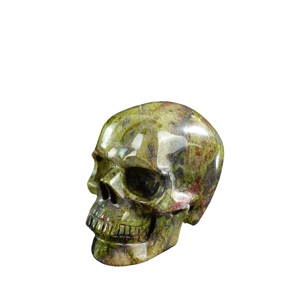 3.0" Dragon Blood Jasper Crystal Skull Carving - Hand Carved Decor