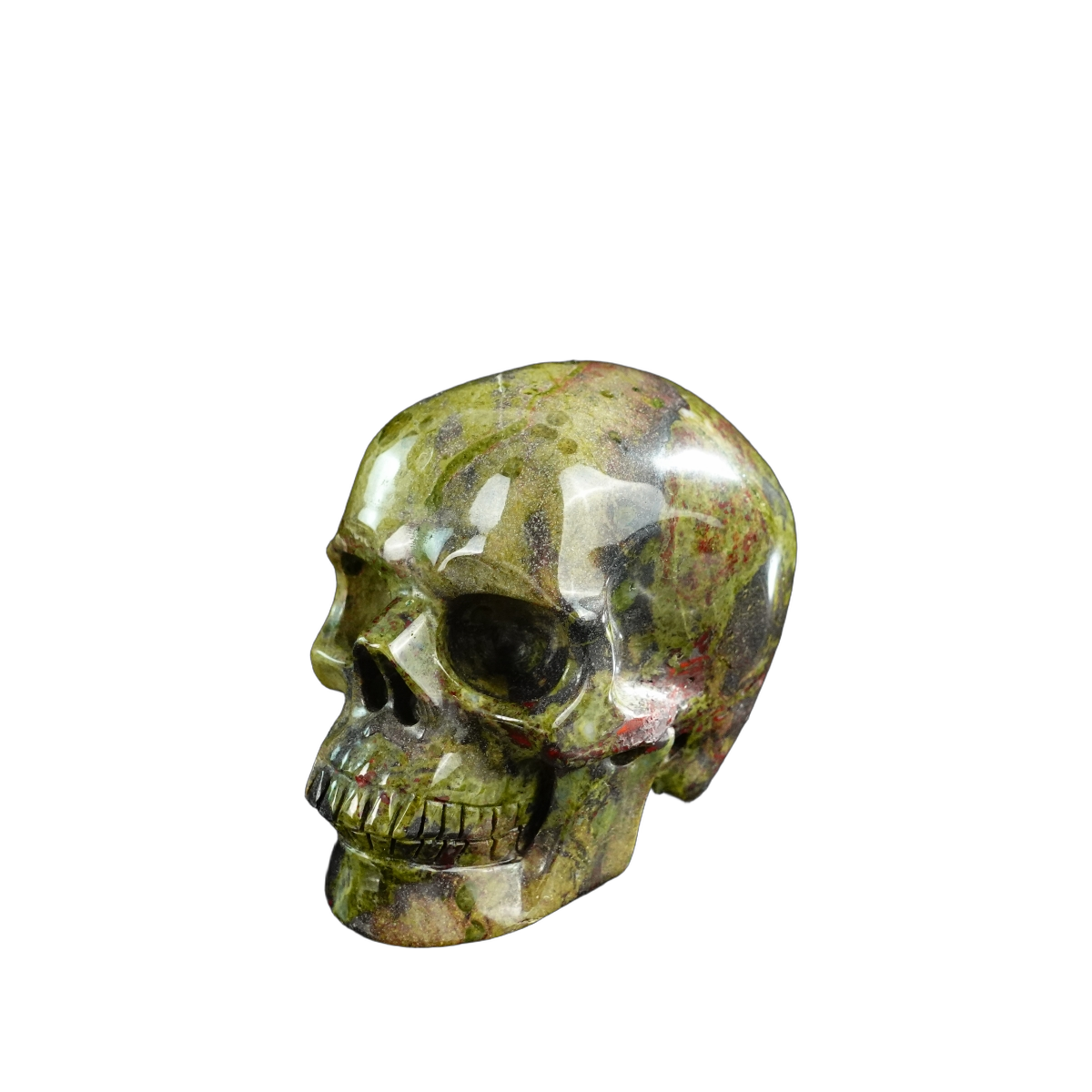 3.0" Dragon Blood Jasper Crystal Skull Carving - Hand Carved Decor