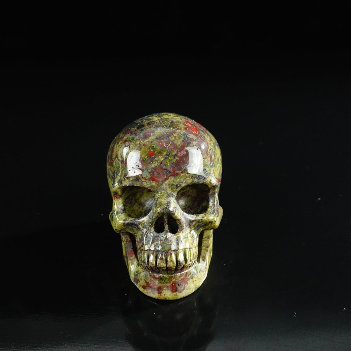 3.0" Dragon Blood Jasper Crystal Skull Carving - Unique Piece #DB18