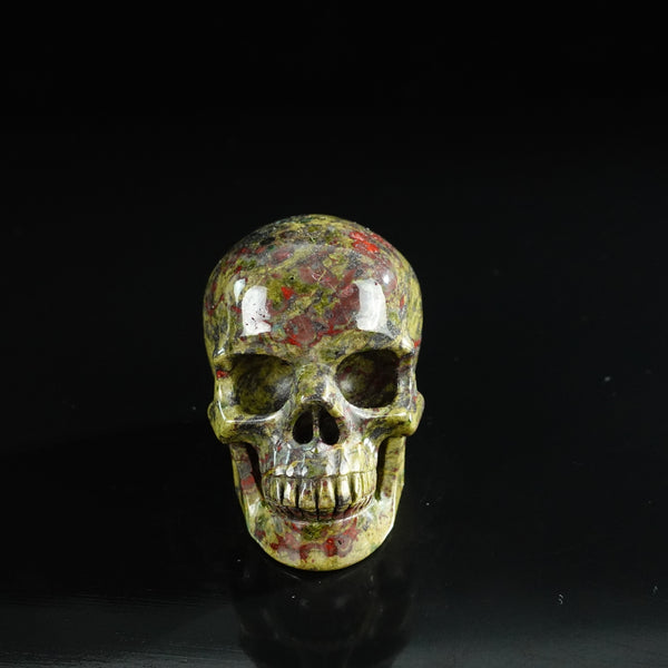 3.0" Dragon Blood Jasper Crystal Skull Carving - Unique Piece #DB18
