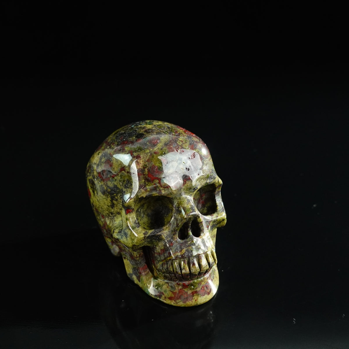 3.0" Dragon Blood Jasper Crystal Skull Carving - Unique Piece #DB18