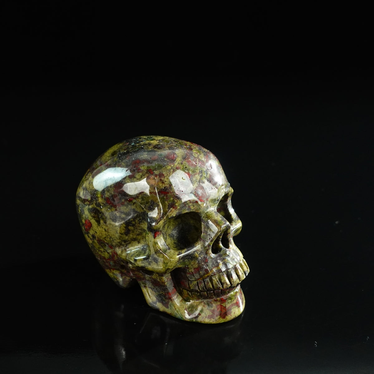3.0" Dragon Blood Jasper Crystal Skull Carving - Unique Piece #DB18