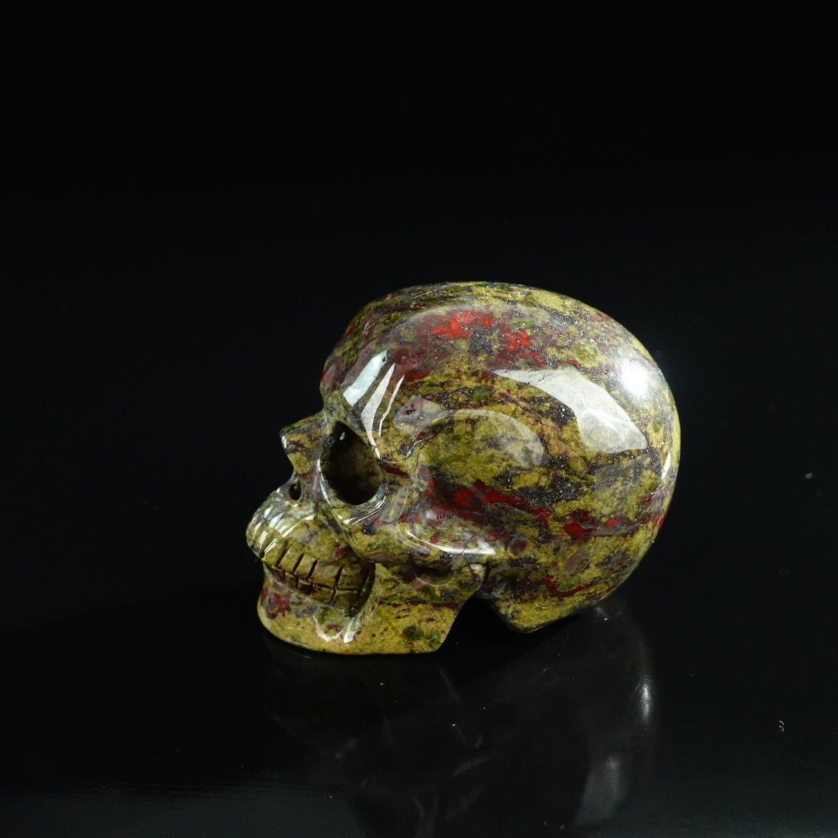 3.0" Dragon Blood Jasper Crystal Skull Carving - Unique Piece #DB18