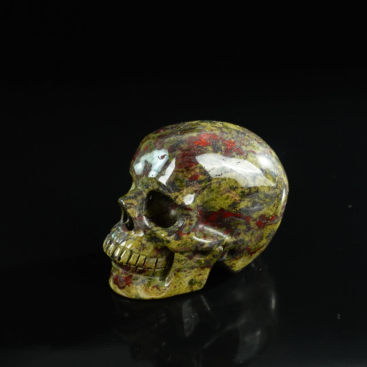 3.0" Dragon Blood Jasper Crystal Skull Carving - Unique Piece #DB18