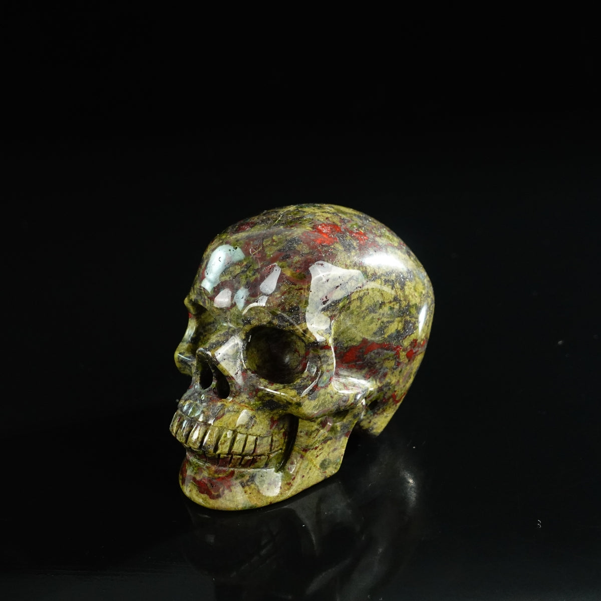 3.0" Dragon Blood Jasper Crystal Skull Carving - Unique Piece #DB18