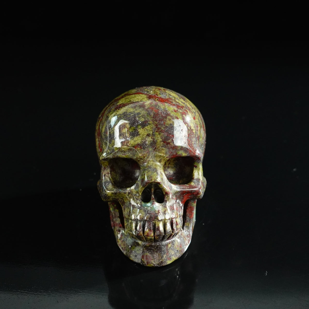 3.0" Dragon Blood Jasper Crystal Skull Carving - Unique Piece #DB19