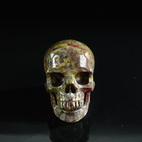 3.0" Dragon Blood Jasper Crystal Skull Carving - Unique Piece #DB19