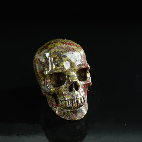 3.0" Dragon Blood Jasper Crystal Skull Carving - Unique Piece #DB19 - alternate view