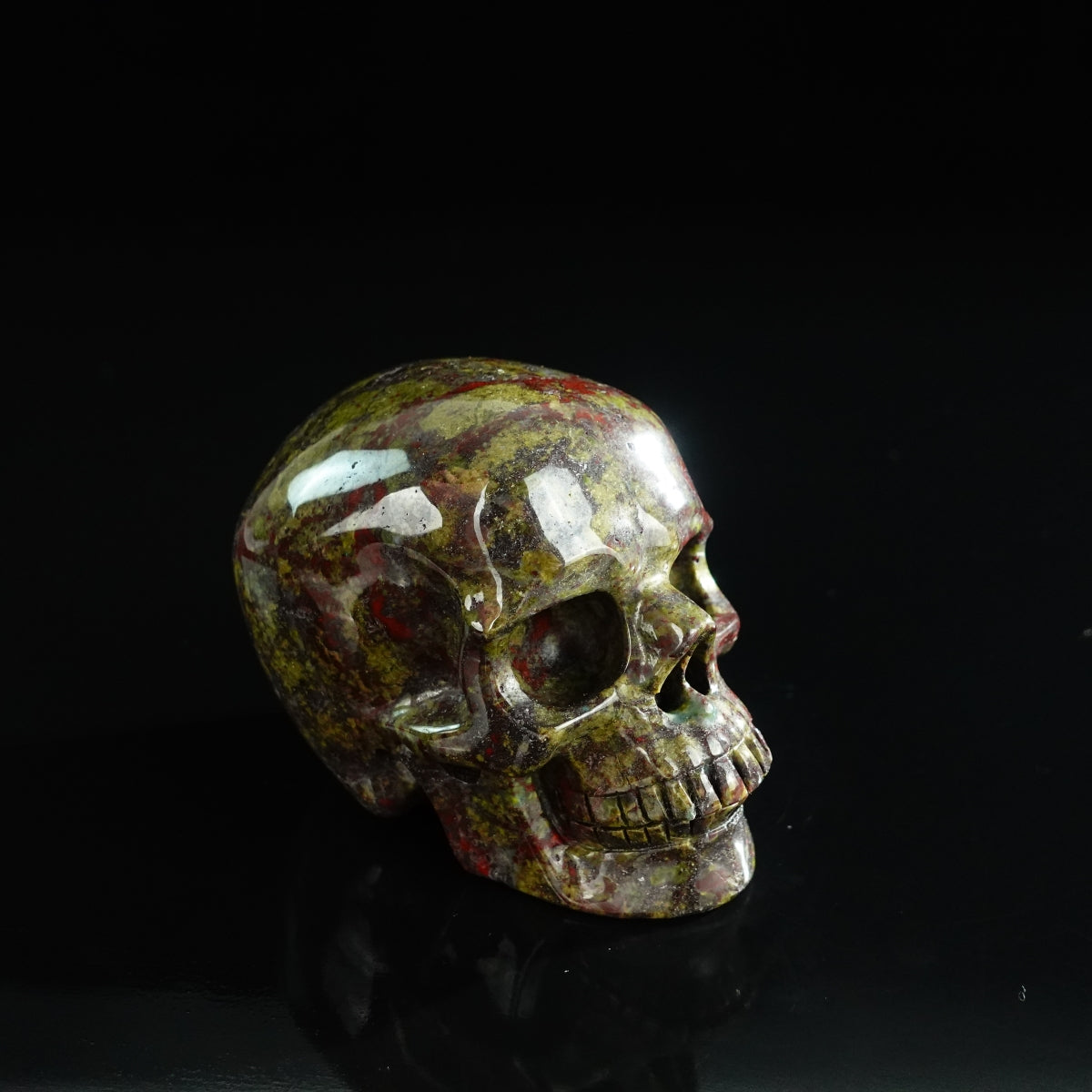 3.0" Dragon Blood Jasper Crystal Skull Carving - Unique Piece #DB19