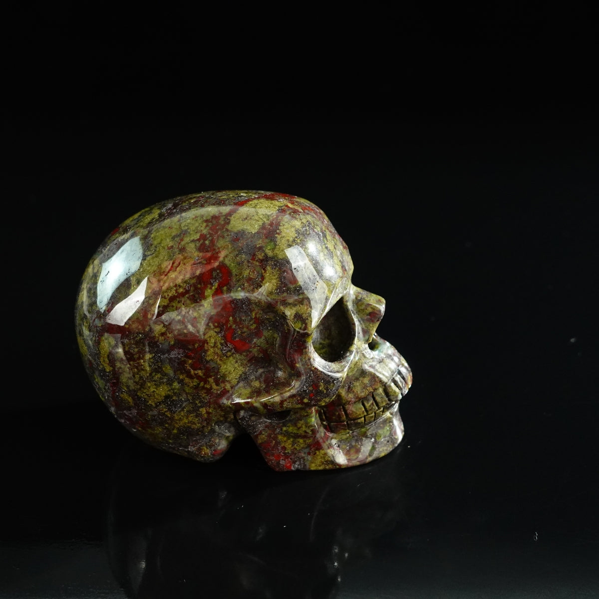 3.0" Dragon Blood Jasper Crystal Skull Carving - Unique Piece #DB19