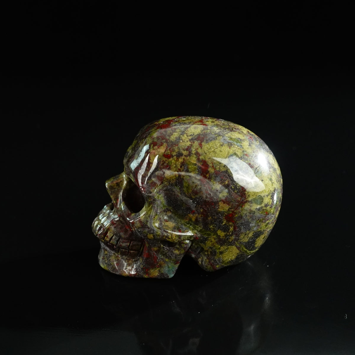3.0" Dragon Blood Jasper Crystal Skull Carving - Unique Piece #DB19