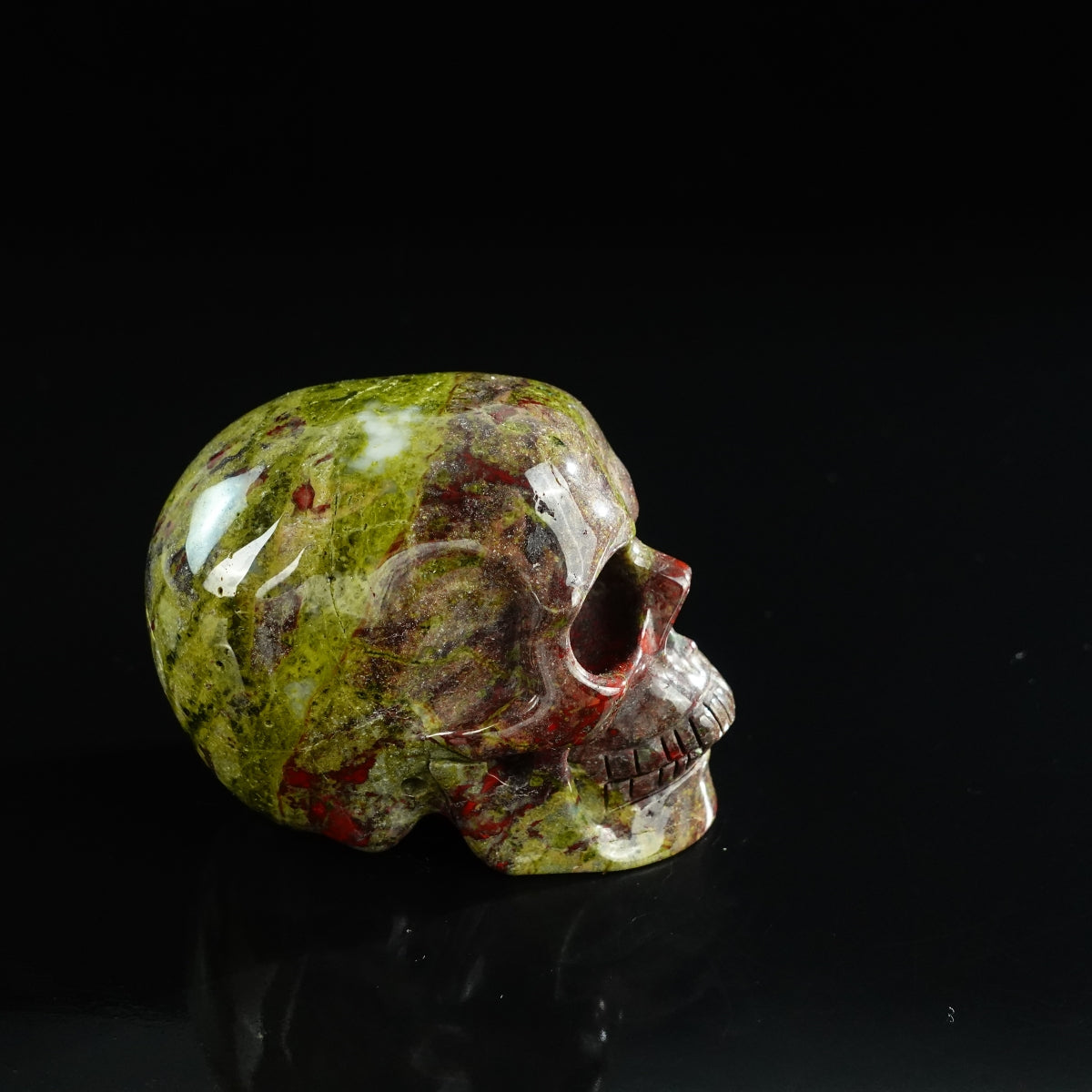 3.0" Dragon Blood Jasper Crystal Skull Carving - Unique Piece #DB20
