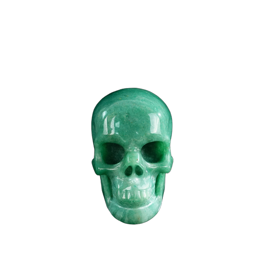 3.0" Green Aventurine Crystal Skull Carving - Hand Carved Decor