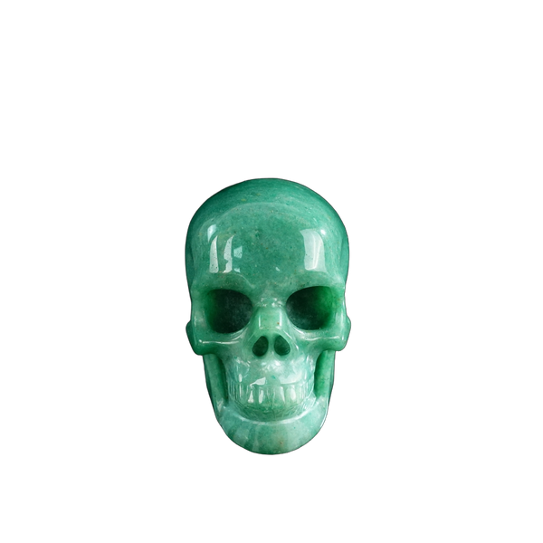 3.0" Green Aventurine Crystal Skull Carving - Hand Carved Decor