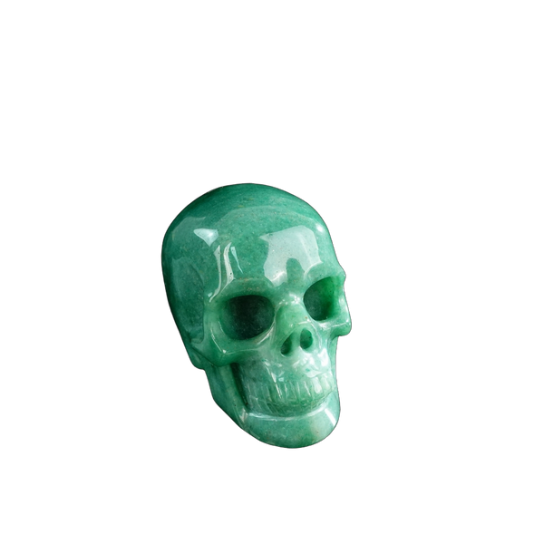 3.0" Green Aventurine Crystal Skull Carving - Hand Carved Decor - alternate view