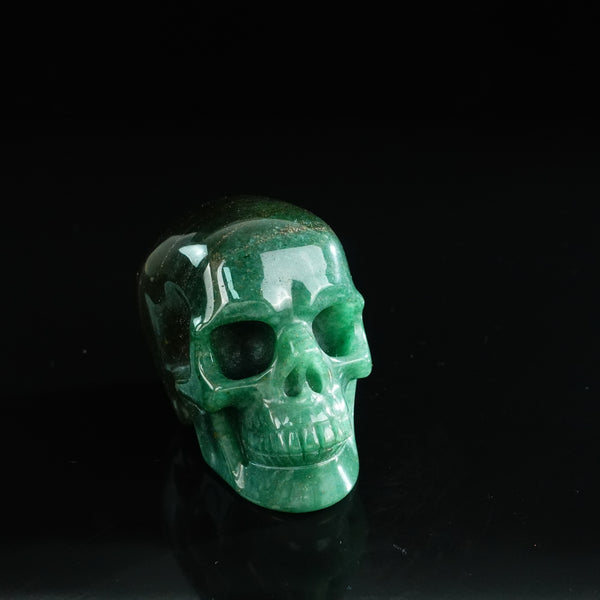 3.0" Green Aventurine Crystal Skull Carving - Unique Piece #GA09 - alternate view