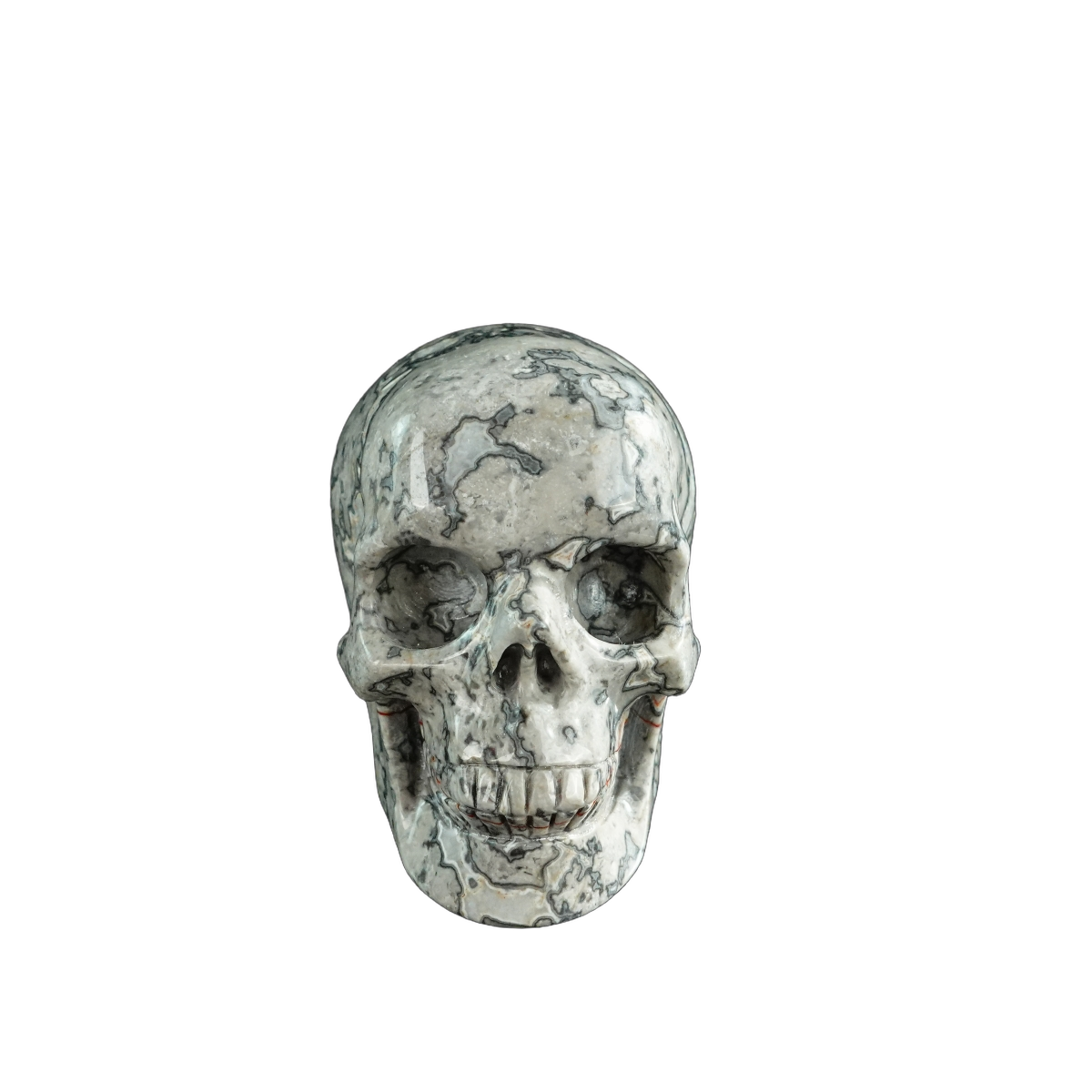 3.0" Grey Picture Jasper Crystal Skull Carving - Hand Carved Decor