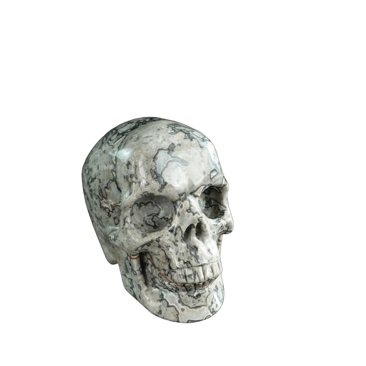 3.0" Grey Picture Jasper Crystal Skull Carving - Hand Carved Decor