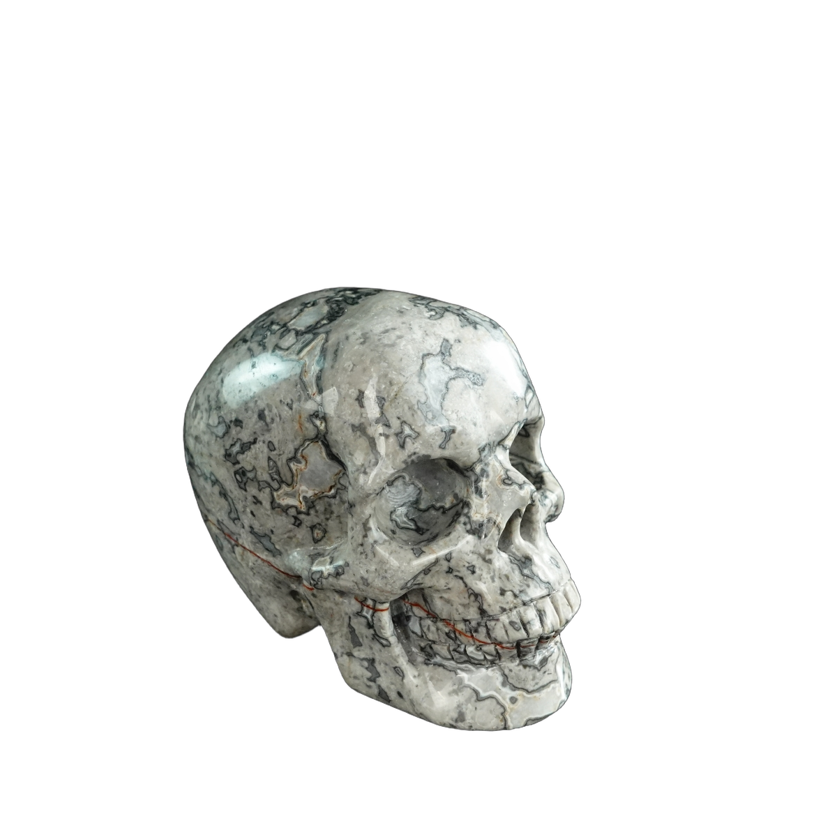 3.0" Grey Picture Jasper Crystal Skull Carving - Hand Carved Decor