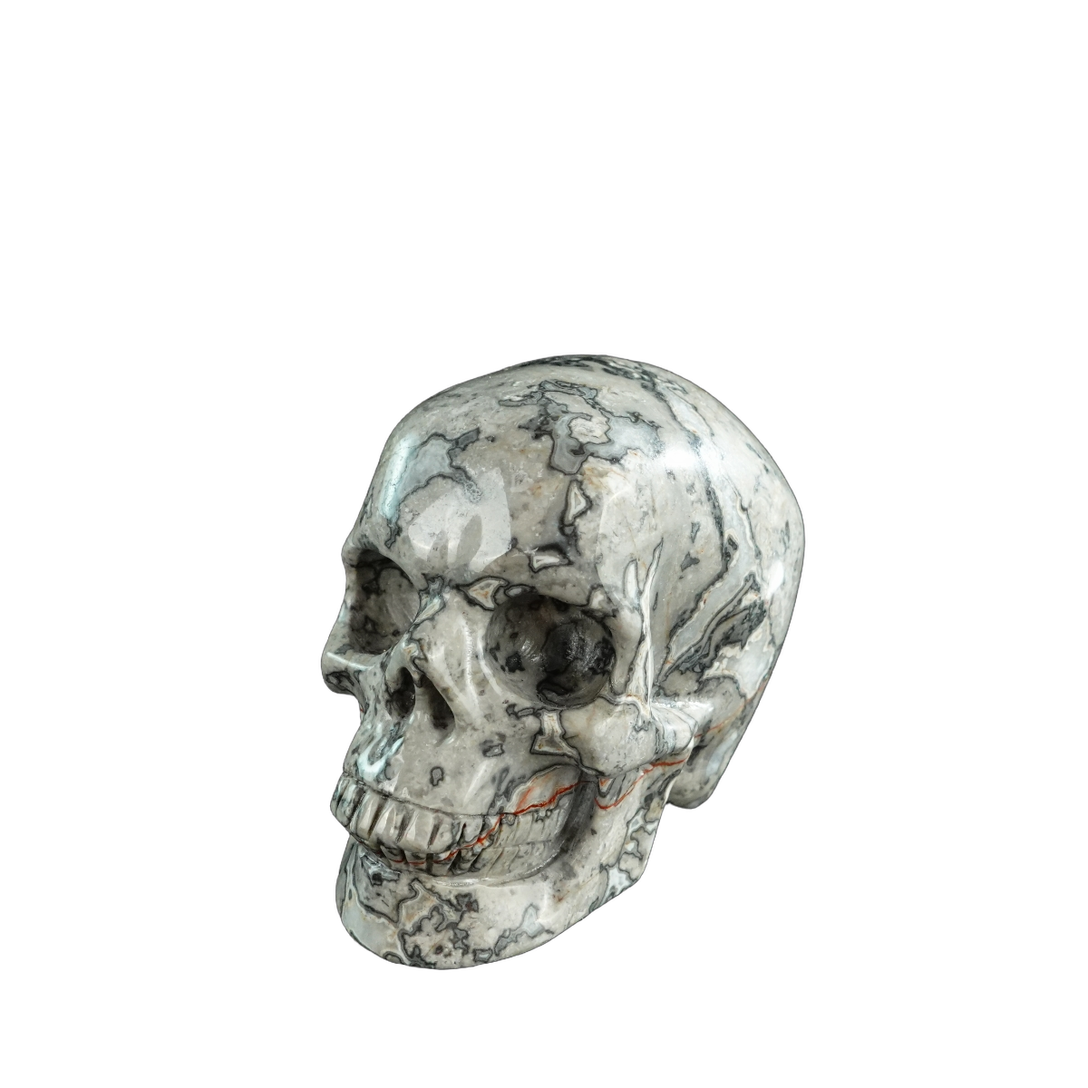 3.0" Grey Picture Jasper Crystal Skull Carving - Hand Carved Decor