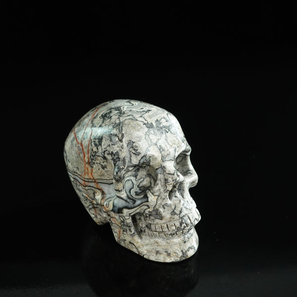3.0" Grey Picture Jasper Crystal Skull Carving - Unique Piece #GP03 - alternate view