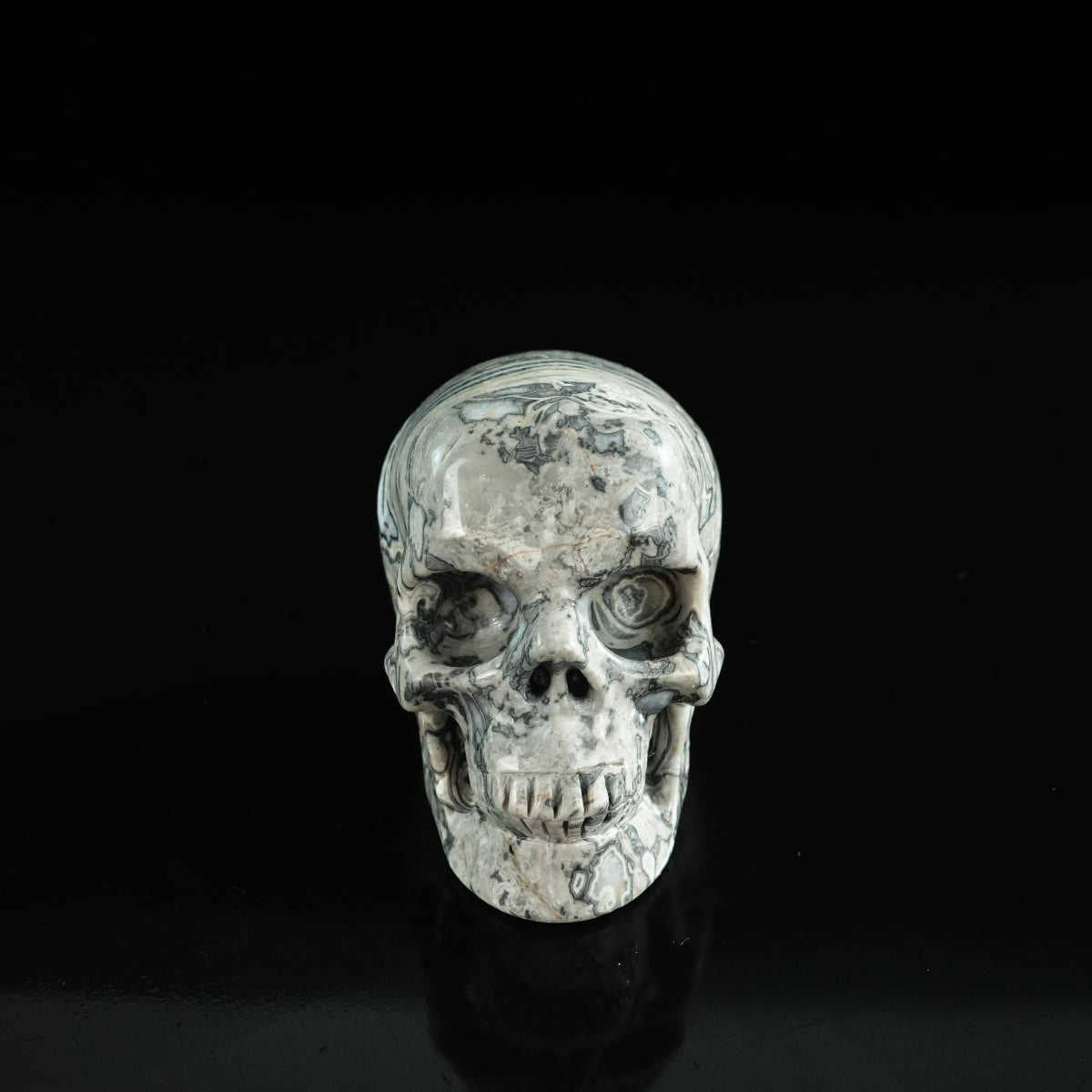 3.0" Grey Picture Jasper Crystal Skull Carving - Unique Piece #GP07