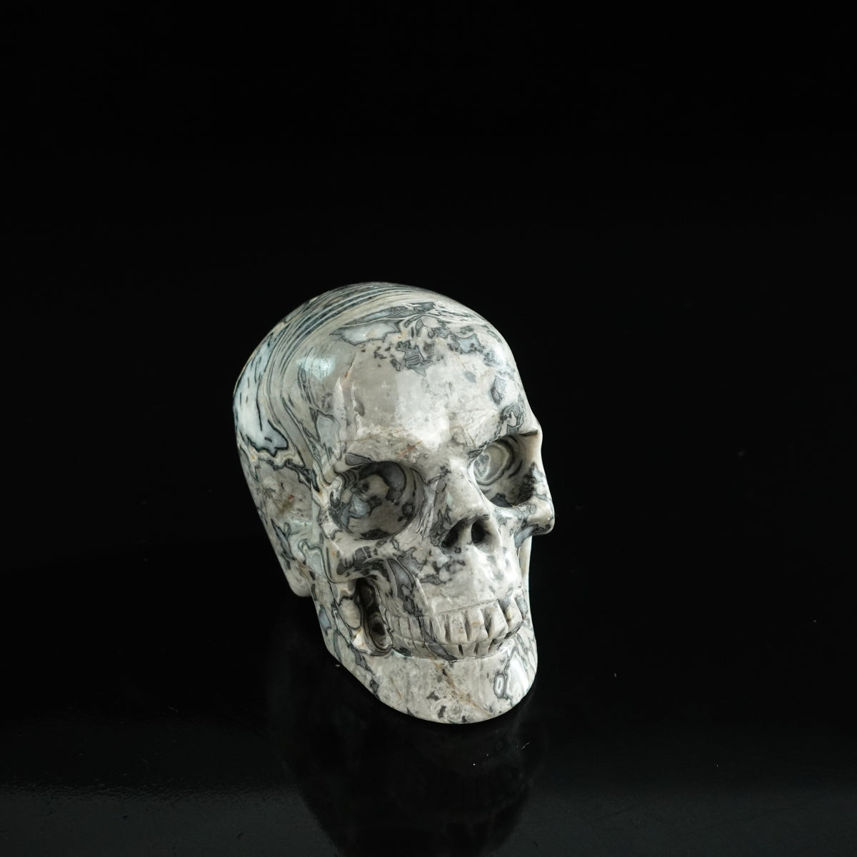3.0" Grey Picture Jasper Crystal Skull Carving - Unique Piece #GP07