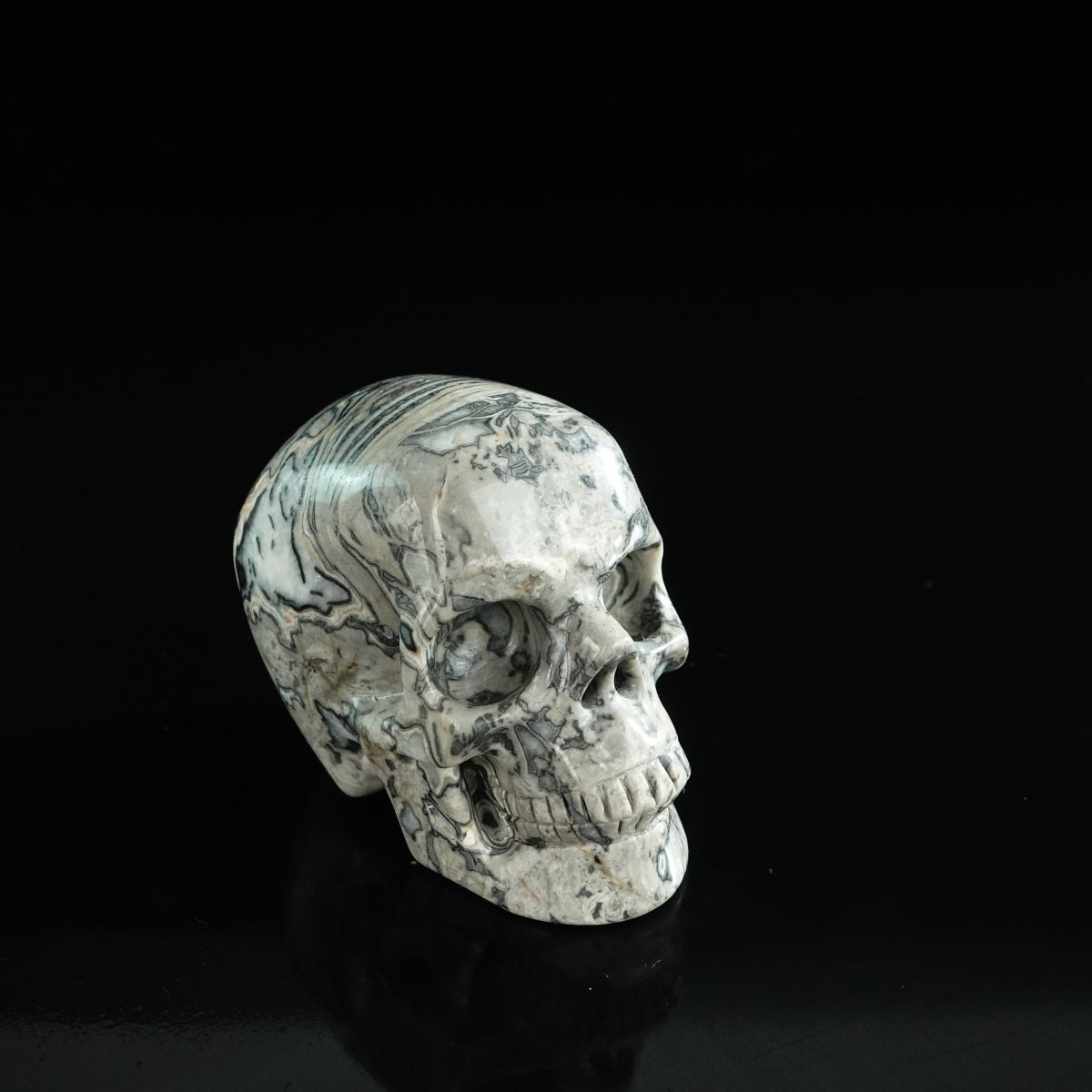3.0" Grey Picture Jasper Crystal Skull Carving - Unique Piece #GP07