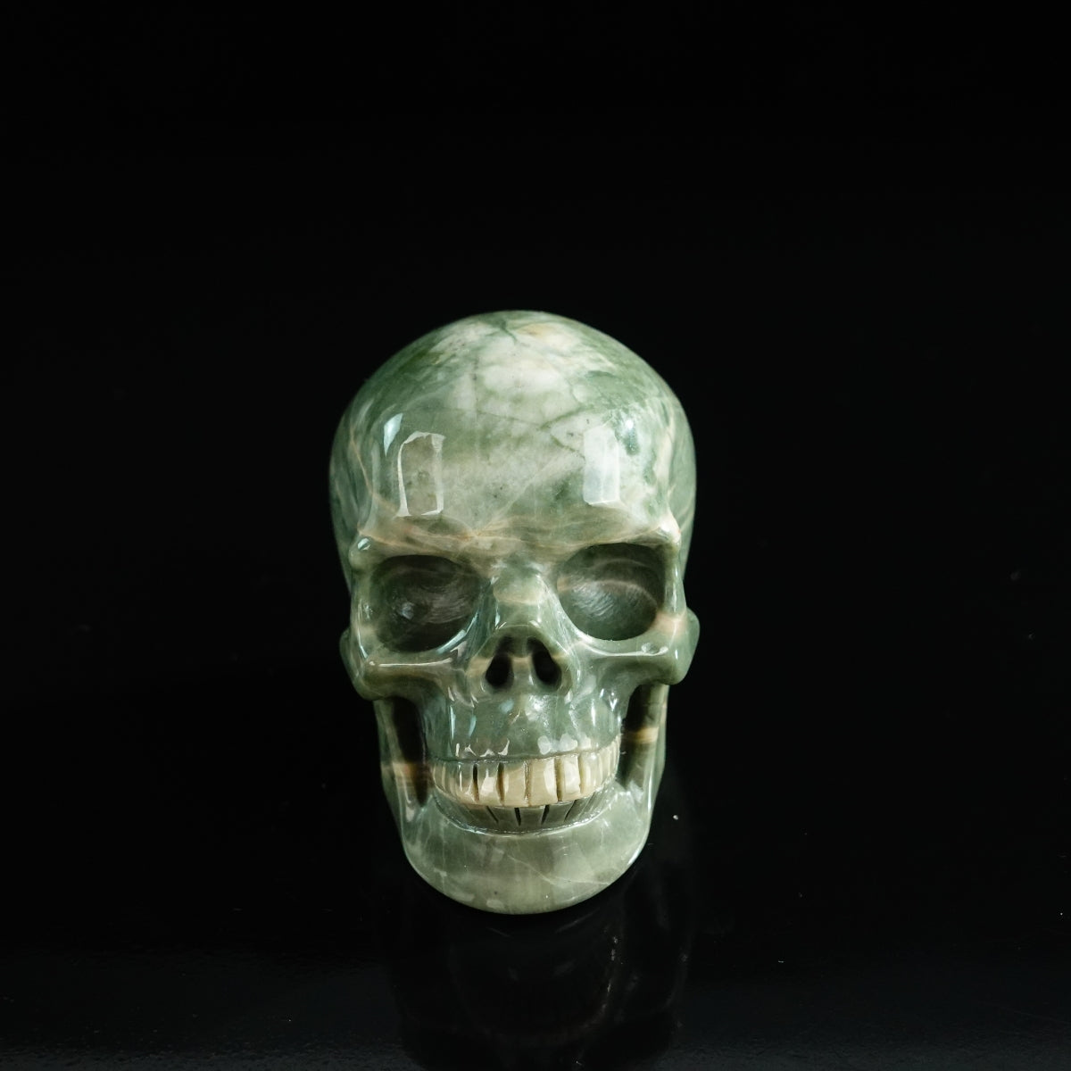 3.0" Nine Dragon Jade Crystal Skull Carving - Unique Piece #HA01