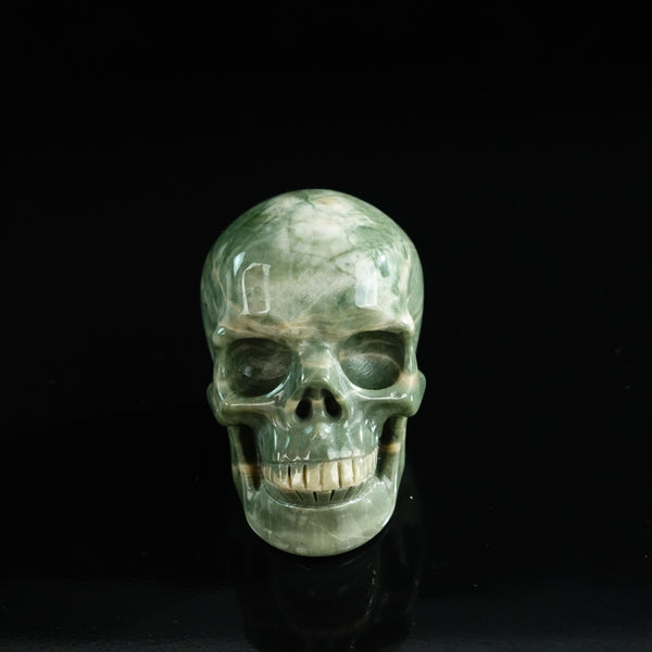 3.0" Nine Dragon Jade Crystal Skull Carving - Unique Piece #HA01