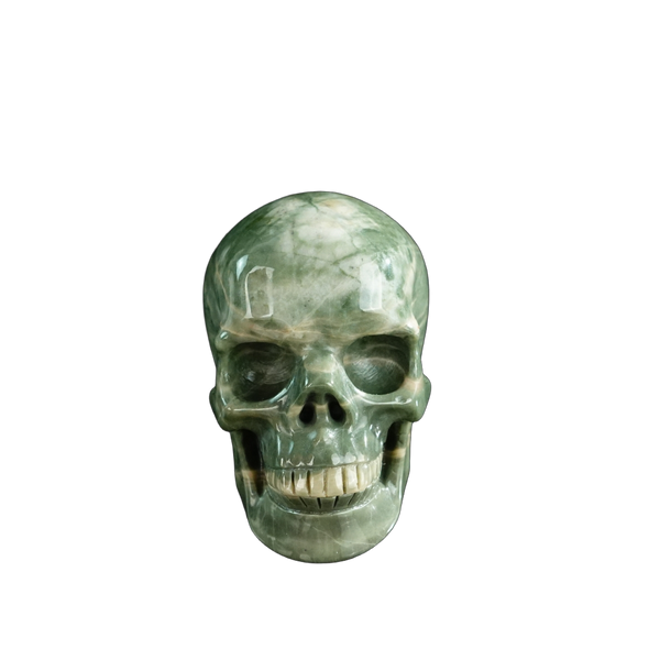 3.0" Nine Dragon Jade Crystal Skull Carving - Hand Carved Decor