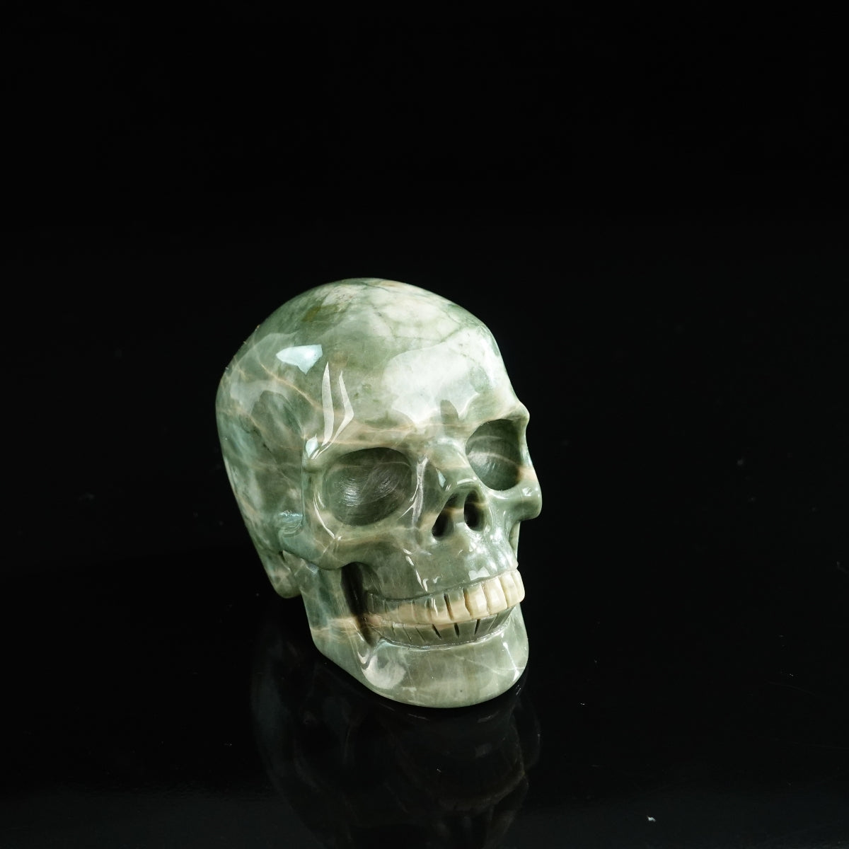 3.0" Nine Dragon Jade Crystal Skull Carving - Unique Piece #HA01
